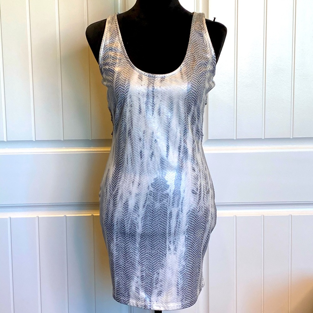 New!  Sexy Fitted Shiny Snake MIDI Dress